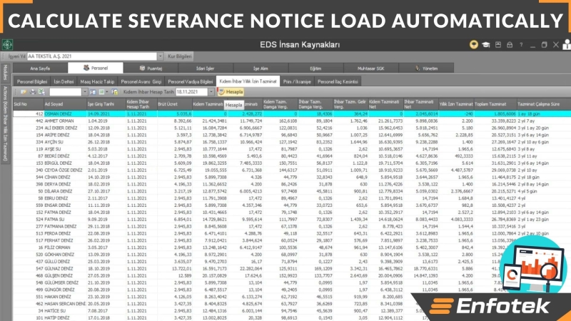 CALCULATE SEVERANCE NOTICE LOAD AUTOMATICALLY